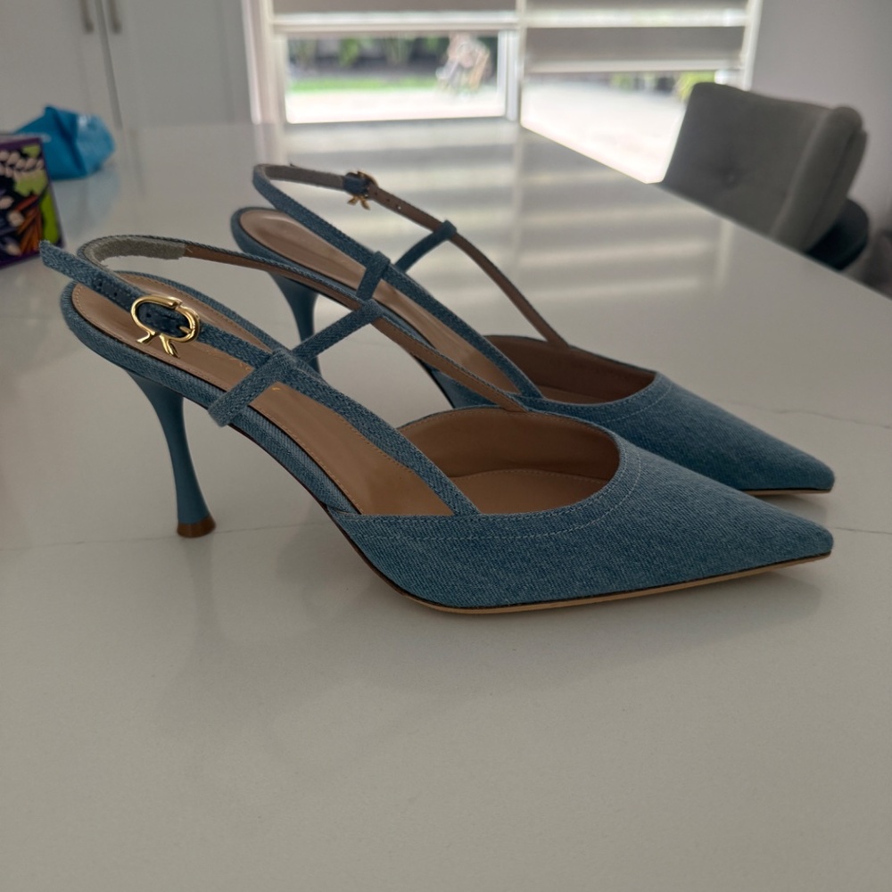 Gianvito Rossi Ascent 55 Blue Denim Slingback Pumps 40.5 Causal Work Going Out - Picture 6 of 8